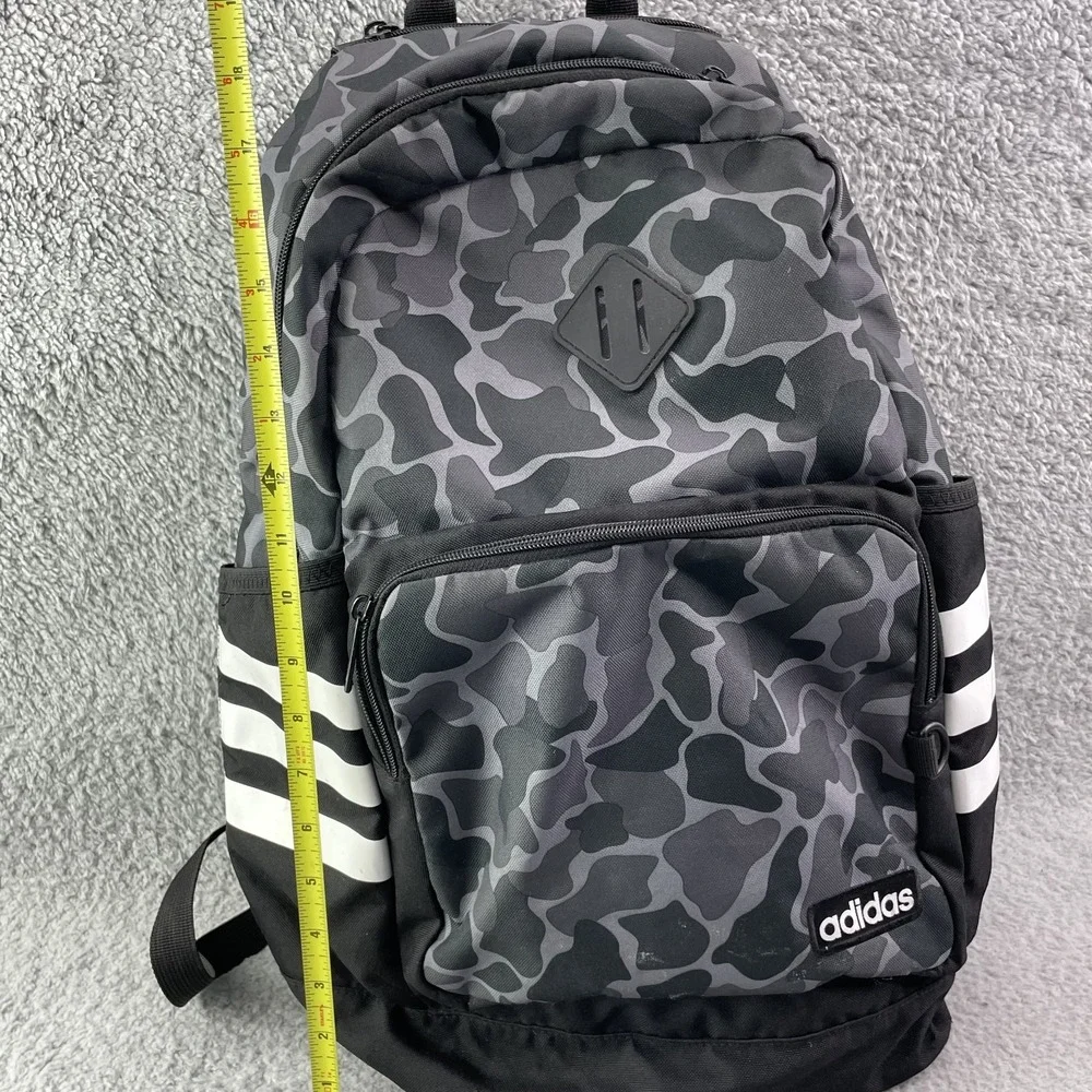 Adidas Backpack Camo Pockets Large Gray Academia Hiking Camping Travel Streetwea